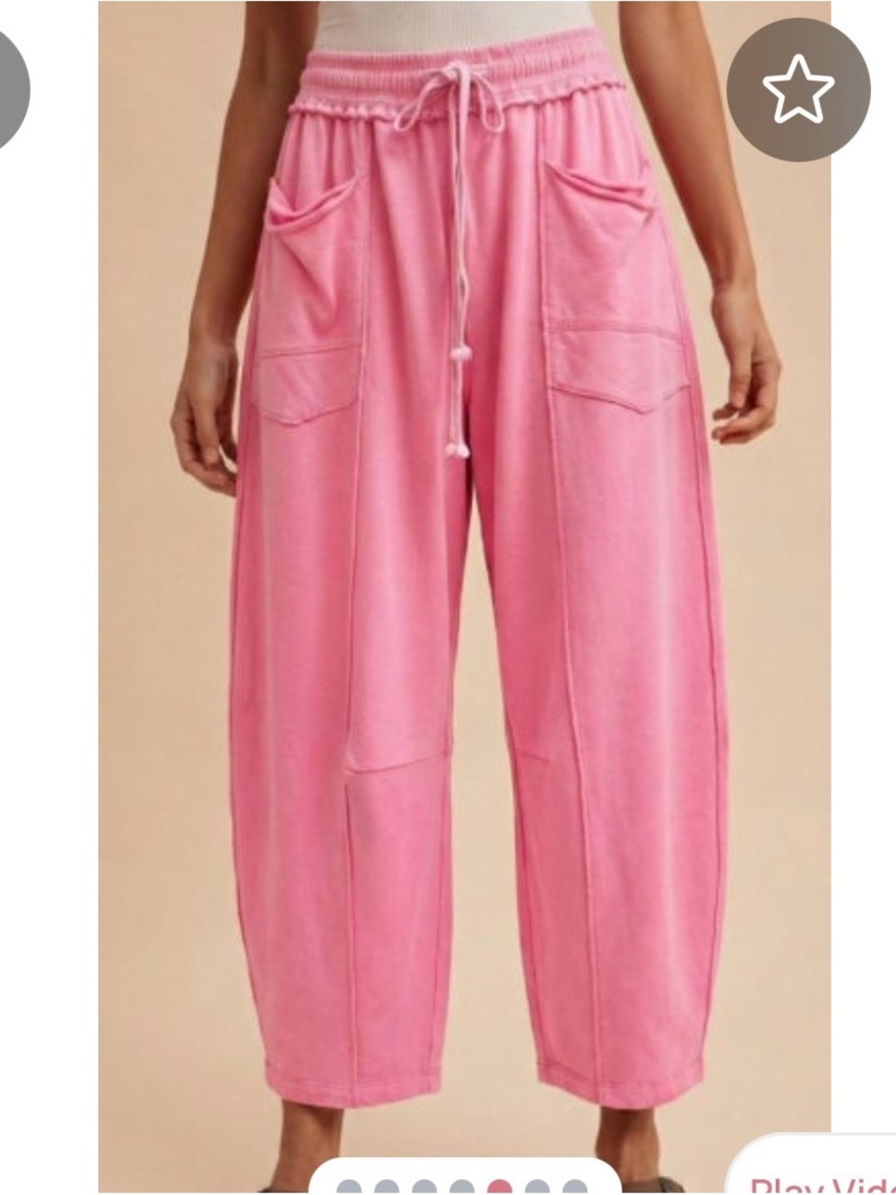 Drawstring Cargo Joggers in Pink